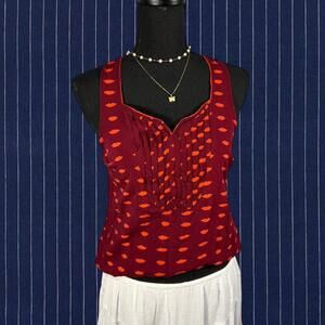 ❤️Cute Burgundy and Orange Maeve Anthropologie Cropped Tank Top❤️